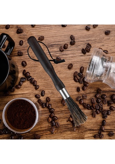 Suntek Kahve Değirmeni Makinesi Temizleme Fırçası Ahşap Saplı 20.5cm