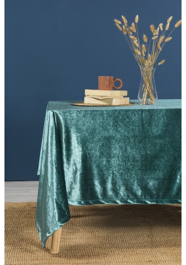 Elart Kadife Masa Örtüsü Dikdörtgen 150x220 Cm Petrol Petrol