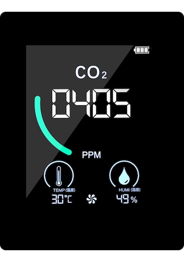 Ximistore9 Siyah Co2 Tespit Cihazı - Sicaklık Ve Nem Sensörü İle Gerçek Zamanlı Ölçüm, 4 Renkli Led Uyarı Sistemi