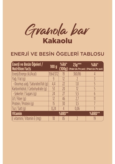 Kakaolu Granola Bar 23 G X 12 Adet