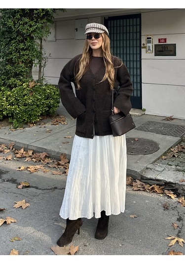 Kahverengi Çift Cepli Hırka - 04622 Kahverengi