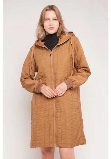 Gabria Kupüşonlu Fermuarlı Mont Taba