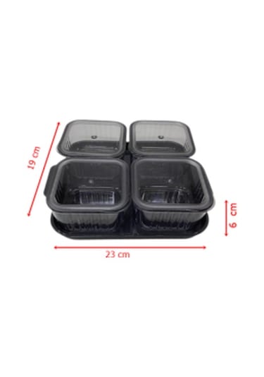 Orsa Home 4 Bölmeli Kapaklı Tepsili Çizgili Desen Lüx Kahvalılık Modern Sunum Seti Ve Saklama Kabı Şeffaf