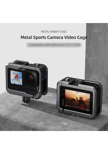 Vkemall Gopro Hero 12/11/10/9 İçin Hafif Alüminyum Metal Kafes, Soğuk Ayakkabı Yuvası İle Spor Kamera Aksesuarı
