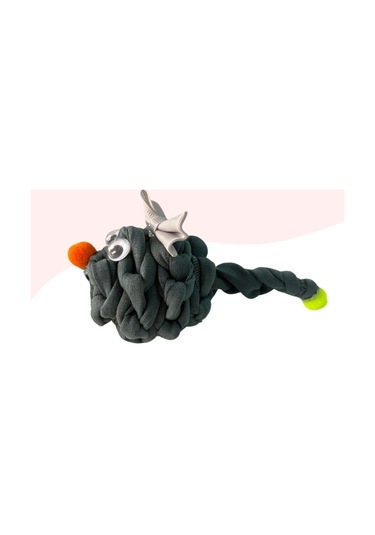 Çıngıraklı Örme Kedi Oyuncağı 9cm Gri