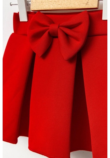 Fiyonklu Kız Çocuk Etek Kırmızı