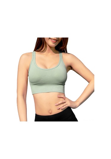Jeemson Kadın Spor Sütyeni - Şok Emici, Nefes Alabilir, Ayarlanabilir, Çıkarılabilir Pedli, Yoga Ve Koşu İçin Açık Yeşil