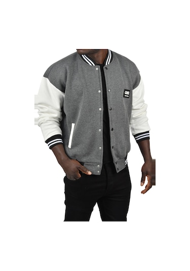 Deepsea Erkek Antrasit İçi Şardonlu Üç İplik Armalı Kolej Ceket Kolej Yaka Mont 2304776 Antrasit