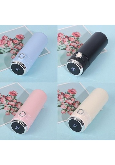 Novahub Siyah 400ml Paslanmaz Çelik Akıllı Termos Led Dijital Sıcaklık Kahve Şişesi Kupa Siyah