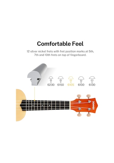 Donner Dus-10n Soprano Ukulele Seti Natural