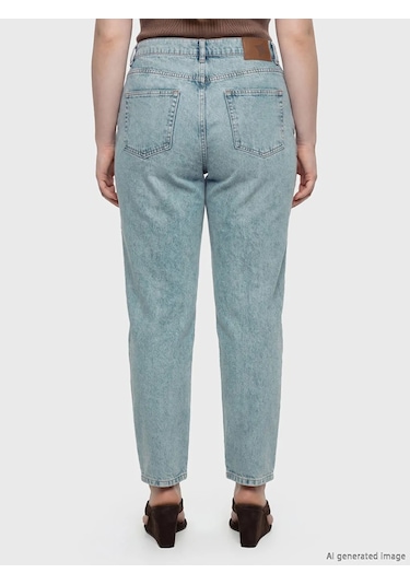 Lc Waikiki Mavi Slim Mom Kadın Jean Pantolon