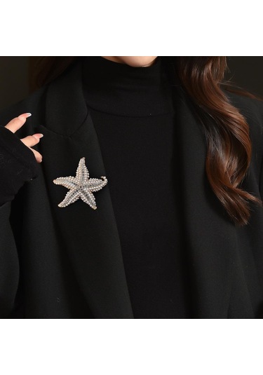 Vintage Nefis İmitasyon İnci Kristal Denizyıldızı Broş Erkekler Kadınlar İçin Zarif Hayvanlar Broş Parti Düğün Takısı Aksesuarları Altın