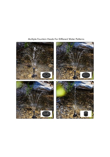 Mufunye Güneş Enerjili Süs Fıskiyesi - Brushless Pompa İle Su Döngüsü, Bahçe/small Havuz Dekorasyonu, 4 Fişi, 180 L/h Akış Hızı