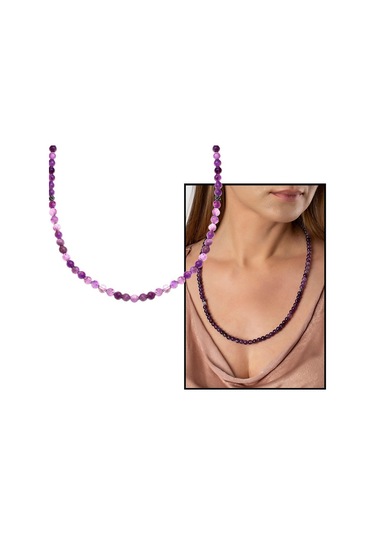 Hem Bileklik - Hem Kolye - Hem Tesbih 99Lu Mor Ametist Doğaltaş T N11.6230