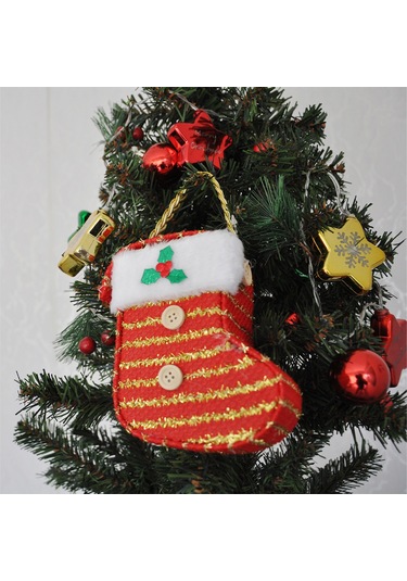 Yılbaşı Ağaç Süsü Süslü Süpriz Kutusu Çorap Modeli 15x10 Cm