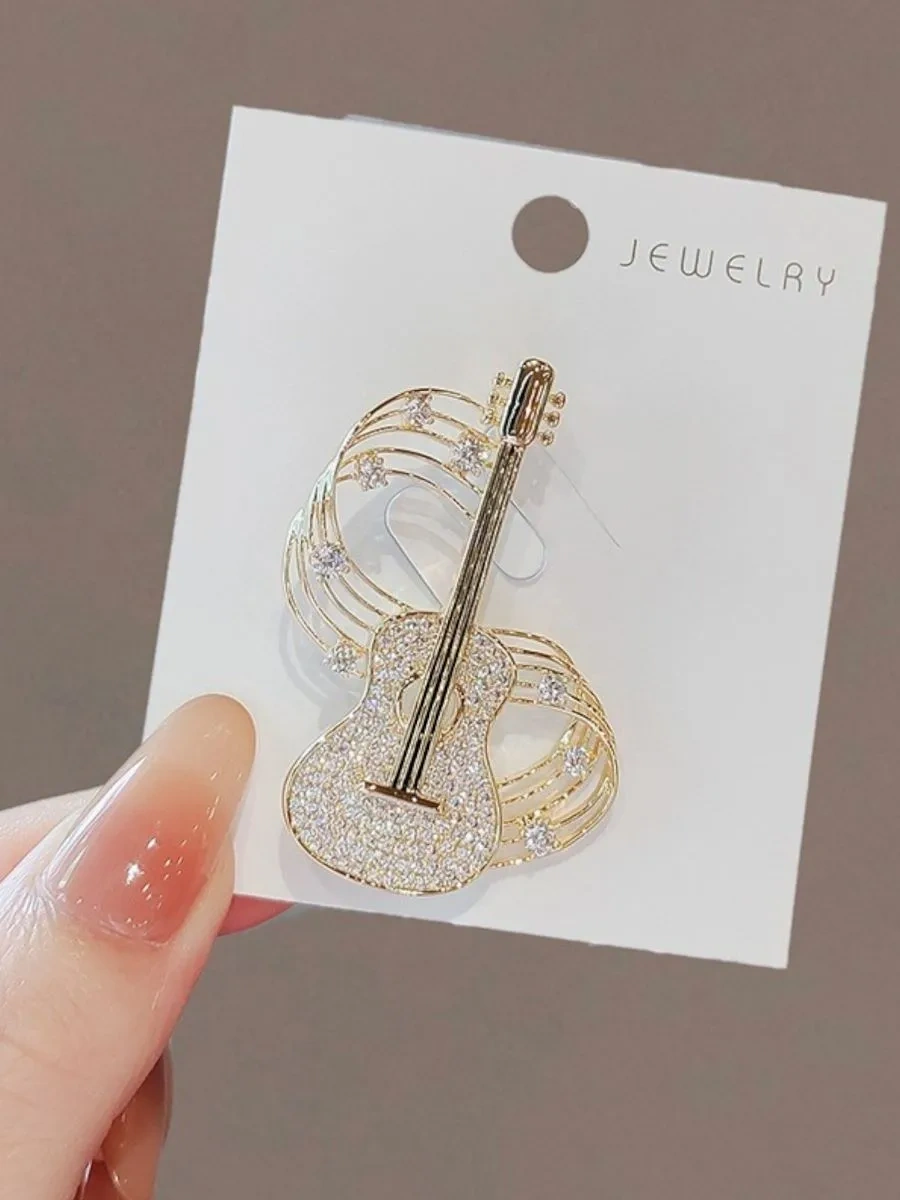 Fashion Jewelry Gitar Broş 309998461 Altın Rengi