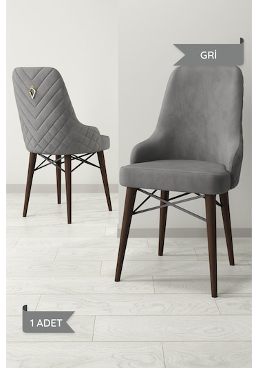 Ege Serisi,kahve Gürgen Ayaklı 1 Sınıf Babyface Kumaş Gri Sandalye 1 Adet Gri