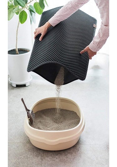 Buffer Kedi Tuvalet Önü Kum Toplayıcı Temizleyici Elekli Gri Pas