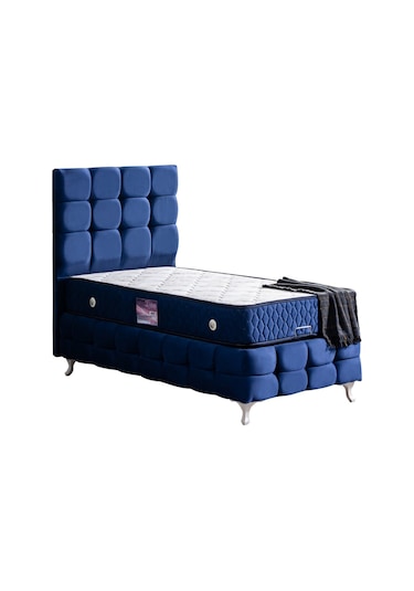 Setaymobilya Baza, Duke Lux Lacivert Tek Kişilik Baza+Başlık + Ortopedik Yatak