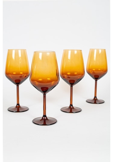 Rakle New Iconic 4'lü Su Kadehi Seti Amber 490 Cc Renkli