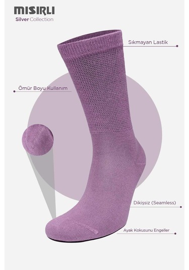 Mısırlı Kadın Gümüş Mor Soket Çorap M 78000 Mr Mor