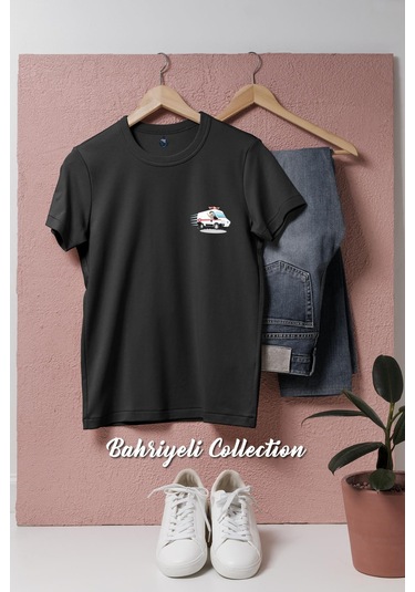 Oversize Ambulans Ambulance Cep Tasarımlı Unisex T-shirt Siyah