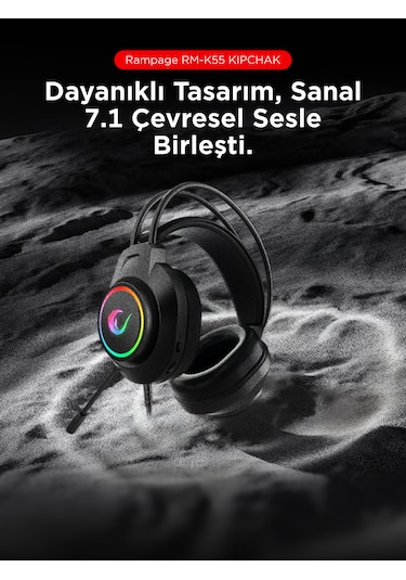 Kipchak Gaming Mikrofonlu Oyuncu Kulaklığı Siyah Rgb Led 7.1 Rm-k55