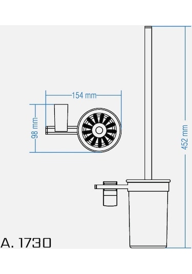 Duxxa A.1730 F1 Krom Klozet Fırçası