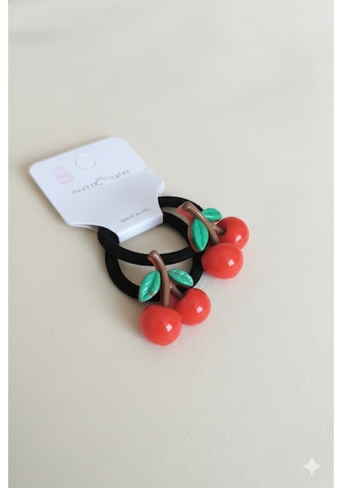 Kiraz Figürlü Lastik Toka, Lastikli Kiraz Toka 1 Çift - 2 Adet Siyah