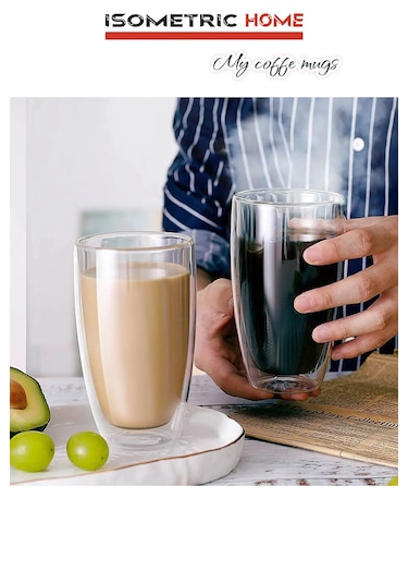 Çift Camlı Çift Cidarlı Bardak 500 Ml Şeffaf