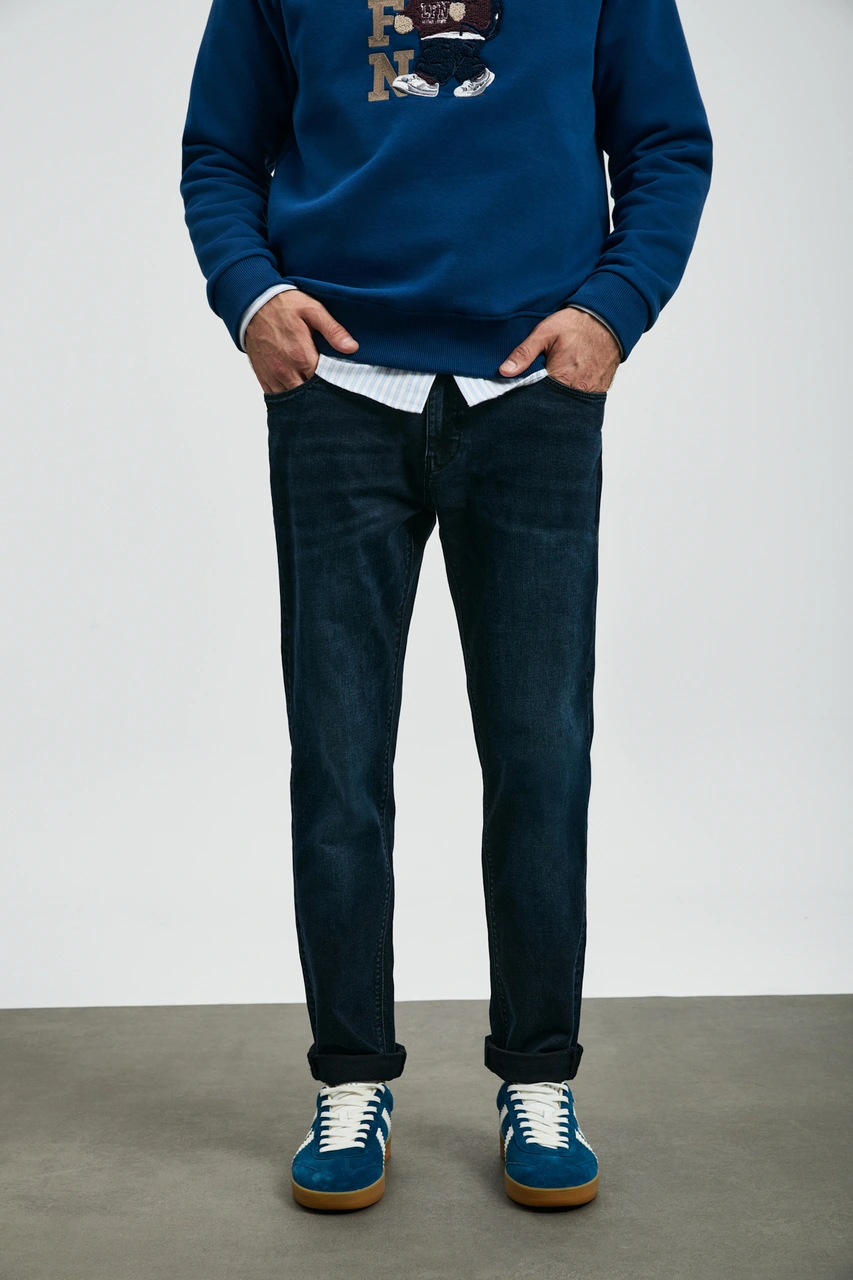 Lufian Andrea Spor Jean Erkek Pantolon Slim Fit Mavi Mavi 112200235100300 Mavi