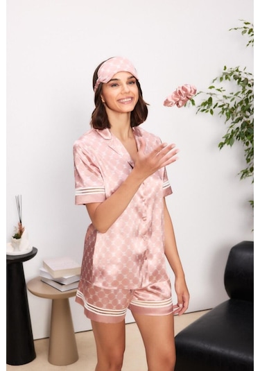 Pierre Cardin Brandy Saten Biyeli Kadın Pijama Şort Takımı 1325 Bronz