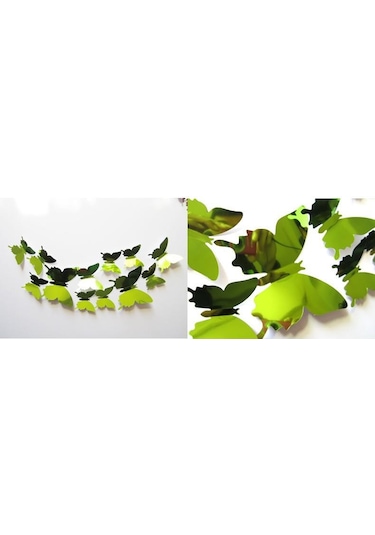 Ev Dekorasyon 3D Pvc Kelebek 12 Li Duvar Süsleme Silver Aynalı V3