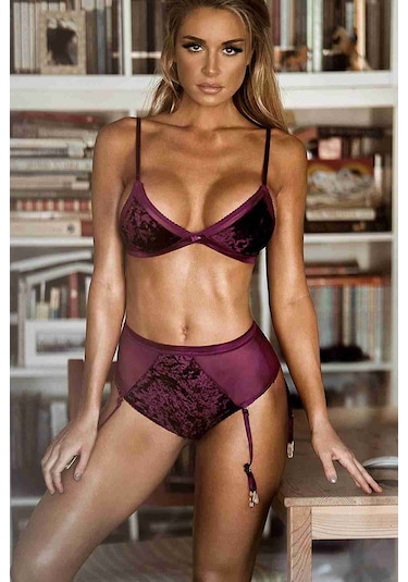 Merry See Kadife Jartiyer Takım İç giyim Mor