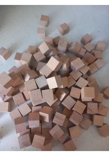 25x25x25mm 48 Adet Küp Blok Kayın Ağacı