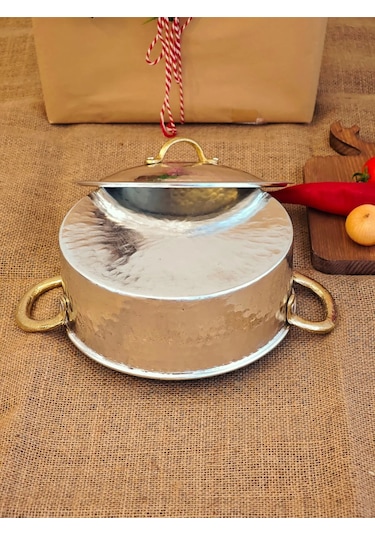 Moda Bakır Bakır Pilav Tencere 20 Cm Gümüş