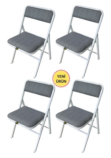 Hey 4'lü Katlanır Kamp Sandalyesi Piknik Sandalye Kazayağı Beyaz Çok Renkli