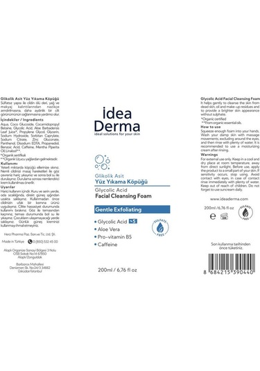 İdea Derma Glikolik Asit Yüz Yıkama Köpüğü 200 ML