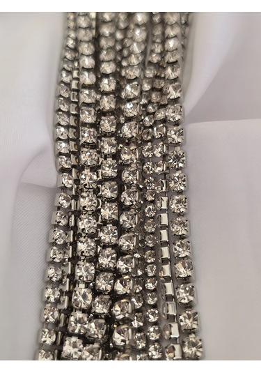 Çoklu Döküm Su Yolu Rhinestone Gümüş Renk Kristal Bileklik