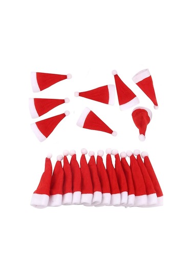 Vkemall Yılbaşı Festiviti İçin Kırmızı Noel Baba Şapka Desenli 12 Cm 20'li Servis Bezi Seti - Yemek Masası Dekorasyonu Ve Çeşitli Kullanımlı Kırmızı