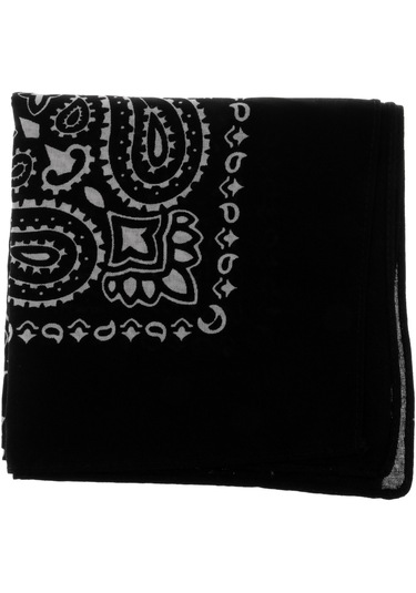 Homyl %100 Pamuk Baskılı Bandana Baş Şal Eşarp Saç Siyah Siyah