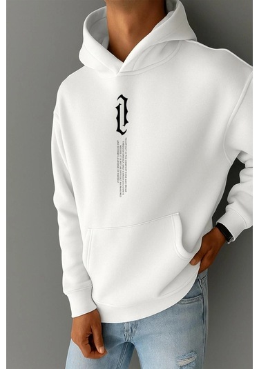 Yazı Baskılı Sweatshırt Beyaz