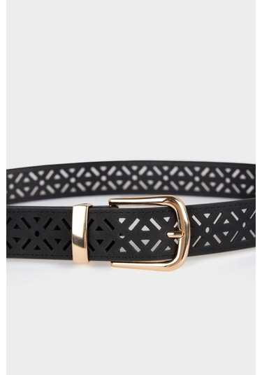 Defacto Kadın Dikdörtgen Toka Suni Deri Jean Kemeri F3359axnsbk27 Siyah