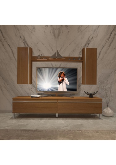 Decoraktiv Eko 7 Mdf Std Krom Ayaklı Tv Ünitesi Tv Sehpası Ceviz