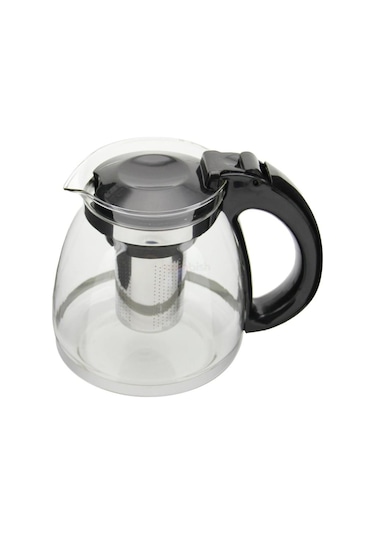 Perotti Isıya Dayanıklı Cam Demlik Süzgeçli Bitki Demliği 1500 ML Siyah