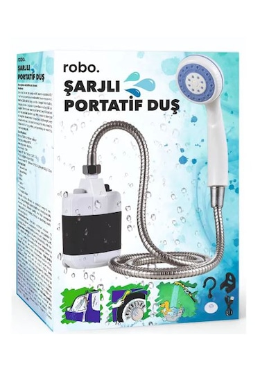 Robo Şarjlı Portatif Taşınabilir Duş Beyaz