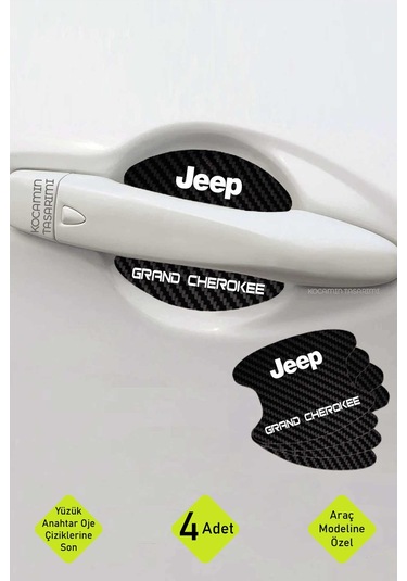 Jeep Grand Cherokee Kapı İçi Çukur Bölgeleri İçin Karbon Desenli Çizik Koruma Folyo Takımı Grand Cherokee Yazılı 4 Adet