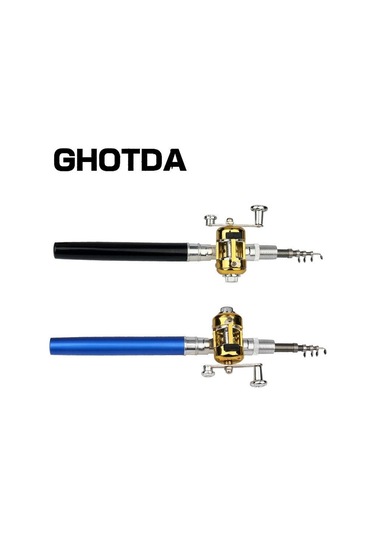 Taşınabilir Cep Teleskopik Mini Olta Kamışı Kalem Şekli Katlanmış Olta Makara Tekerleği İle Red