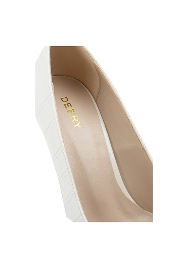 Deery Beyaz Kroko Kadın Stiletto Beyaz