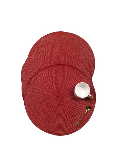 Amıkon Masa Örtüsü Yuvarlak Yer Minderleri Servis Peçeteleri 4 Adet 143448567 Kırmızı